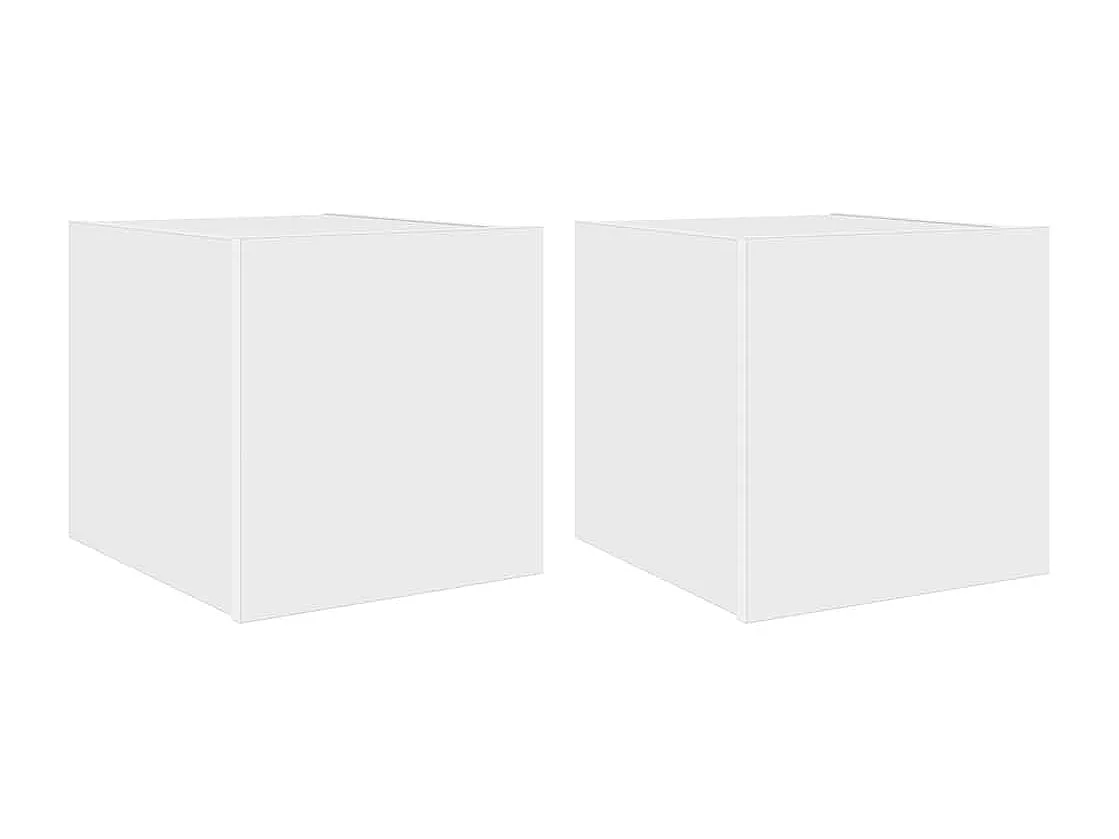 Meubles TV muraux avec lumières LED 2 pcs blanc 30,5x35x30 cm