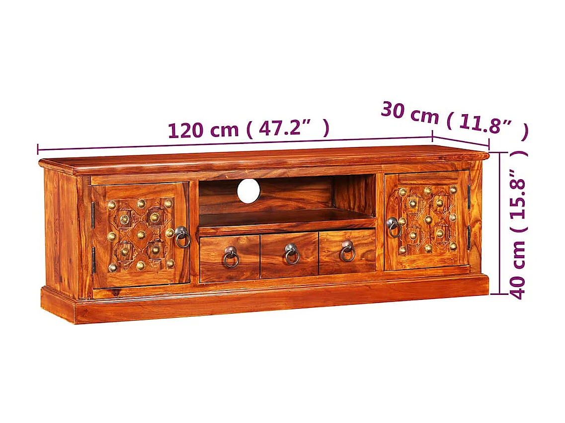 Móvel de TV madeira acácia maciça 120x30x40 cm