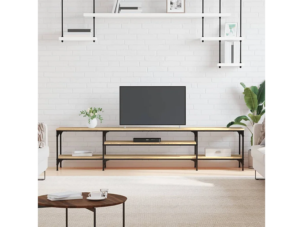 Mobile TV Rovere Sonoma 201x35x45 cm Legno Multistrato e Ferro