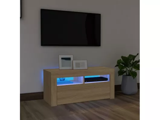 Kauf Unique TV-Schrank mit LED-Leuchten Sonoma-Eiche 90x35x40 cm