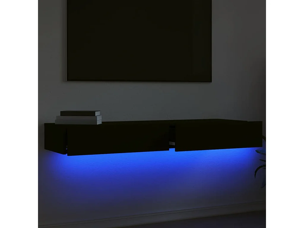 Mobili Porta TV con Luci LED 2pz Neri 60x35x15,5 cm