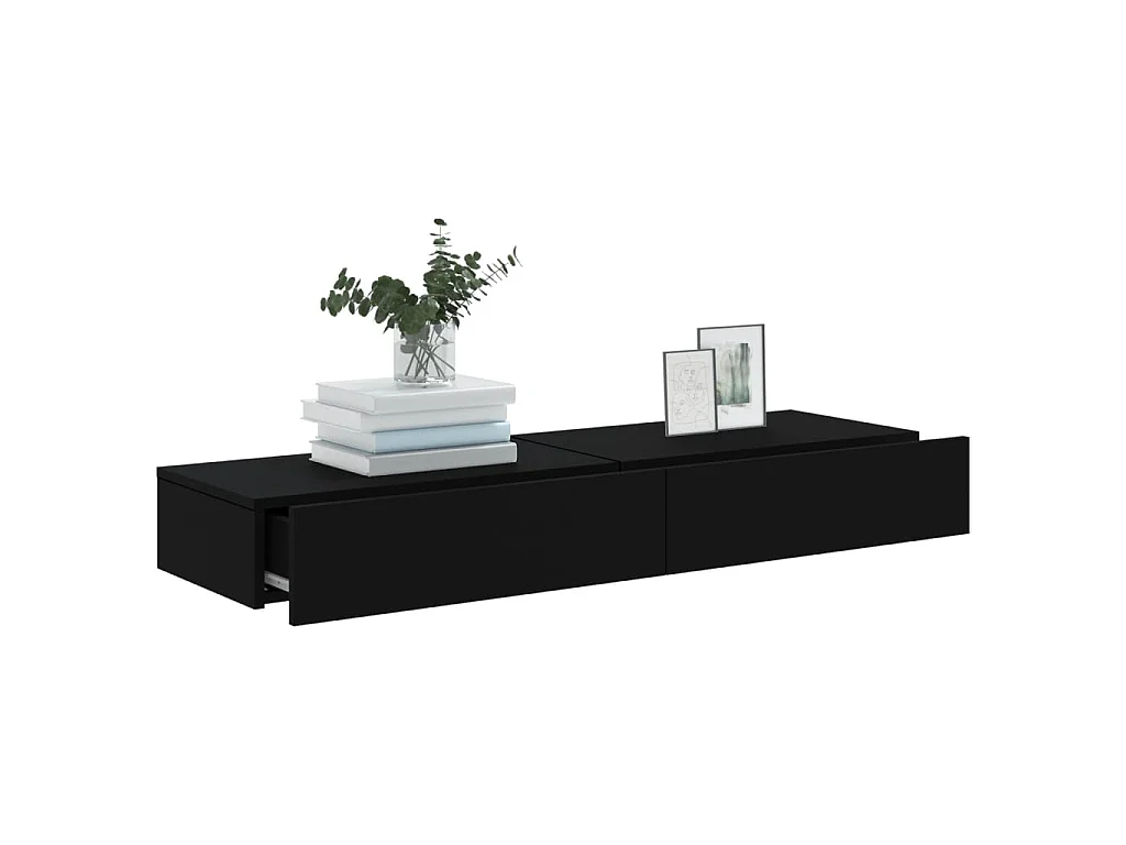 Mobili Porta TV con Luci LED 2pz Neri 60x35x15,5 cm