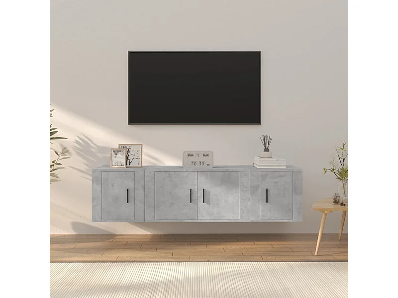 3-tlg. TV-Schrank-Set Betongrau Holzwerkstoff