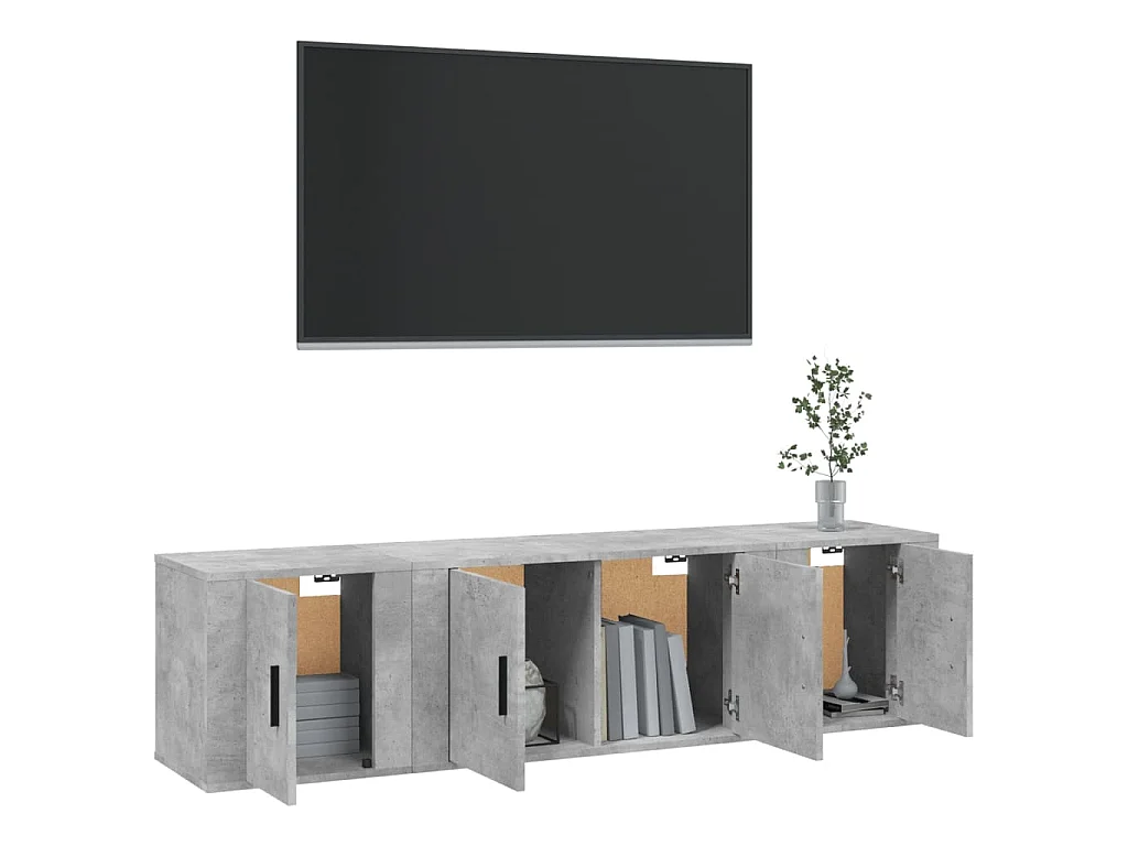 Ensemble de meubles TV 3 pcs Gris béton Bois d'ingénierie