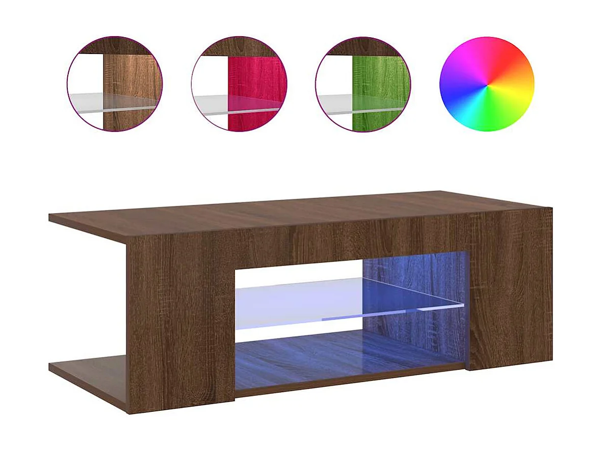 Meuble TV avec lumières LED Chêne marron 90x39x30 cm