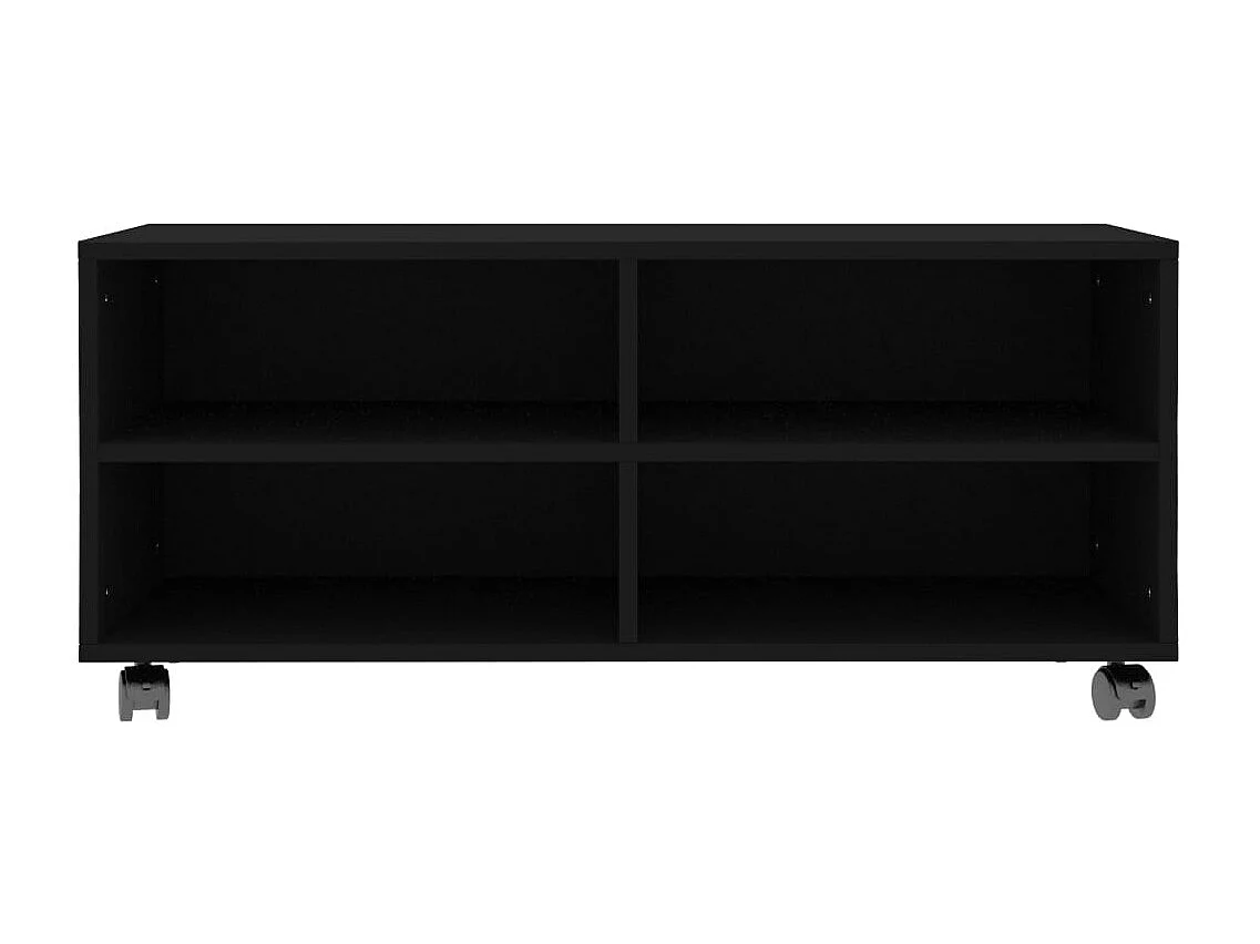 Mueble de TV con ruedas madera contrachapada negro 90x35x35 cm