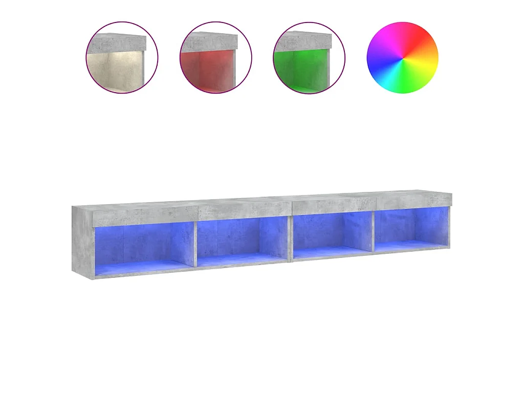 Meubles TV avec lumières LED 2 pcs gris béton 100x30x30 cm