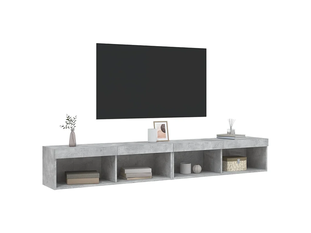 Meubles TV avec lumières LED 2 pcs gris béton 100x30x30 cm