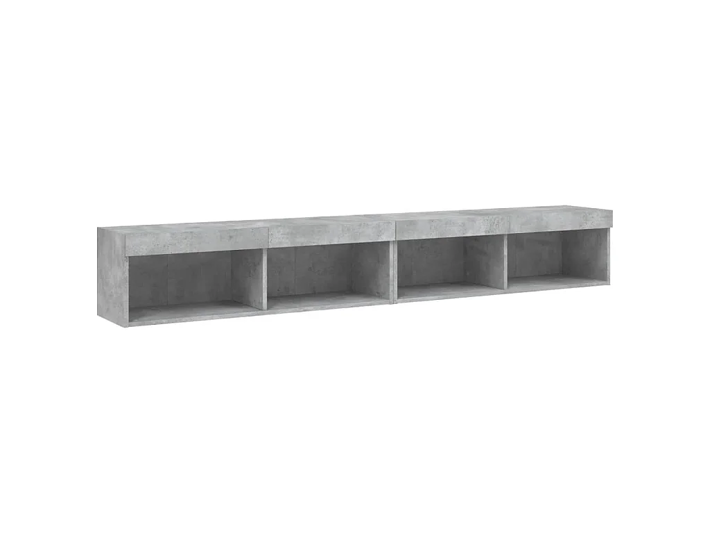 TV-Schränke mit LED-Leuchten 2 Stk. Betongrau 100x30x30 cm