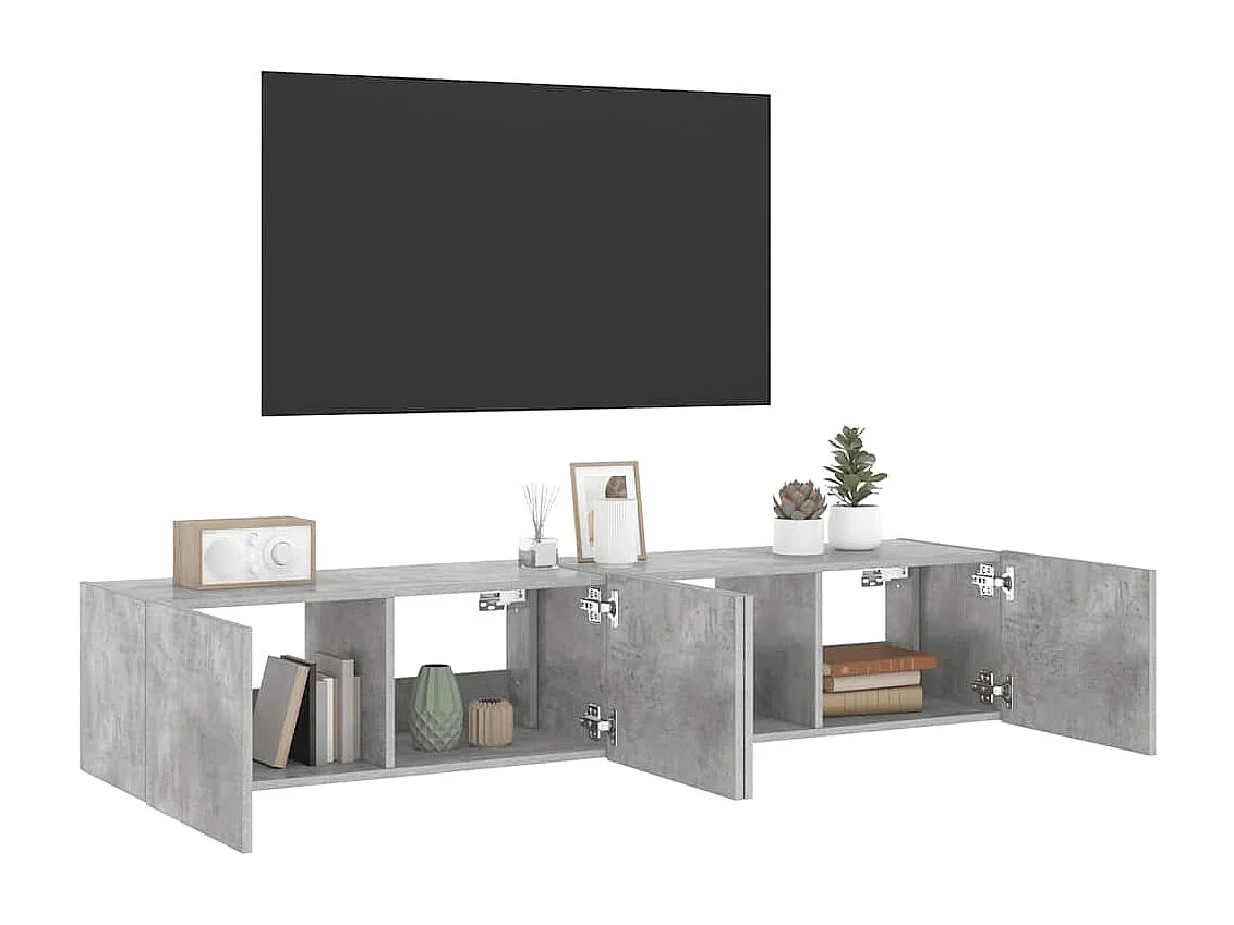 Tv-wandmeubels met LED-verlichting 2 st 80x35x31 cm betongrijs