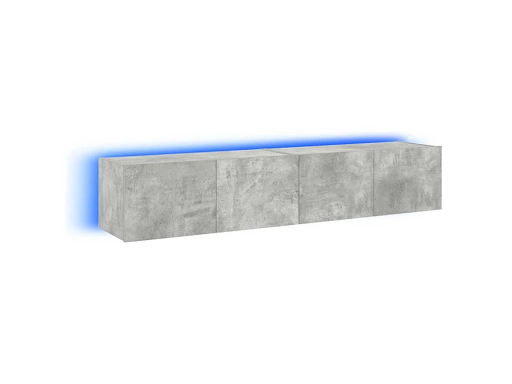 Meubles TV muraux et lumières LED 2pcs gris béton 80x35x31 cm