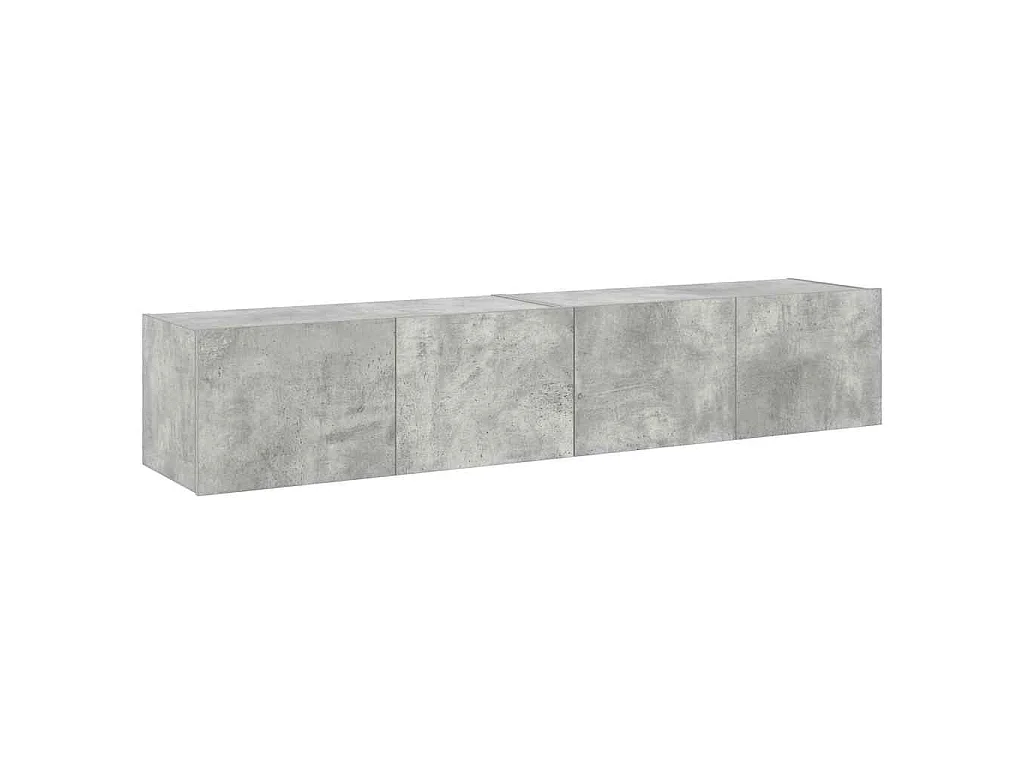 Meubles TV muraux et lumières LED 2pcs gris béton 80x35x31 cm