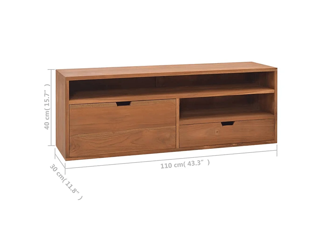 Mobile Porta TV 110x30x40 cm in Legno Massello di Mango