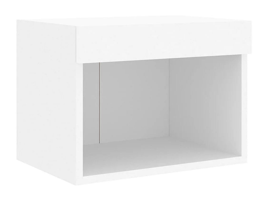 Unités murales TV avec LED 5 pcs blanc bois d'ingénierie
