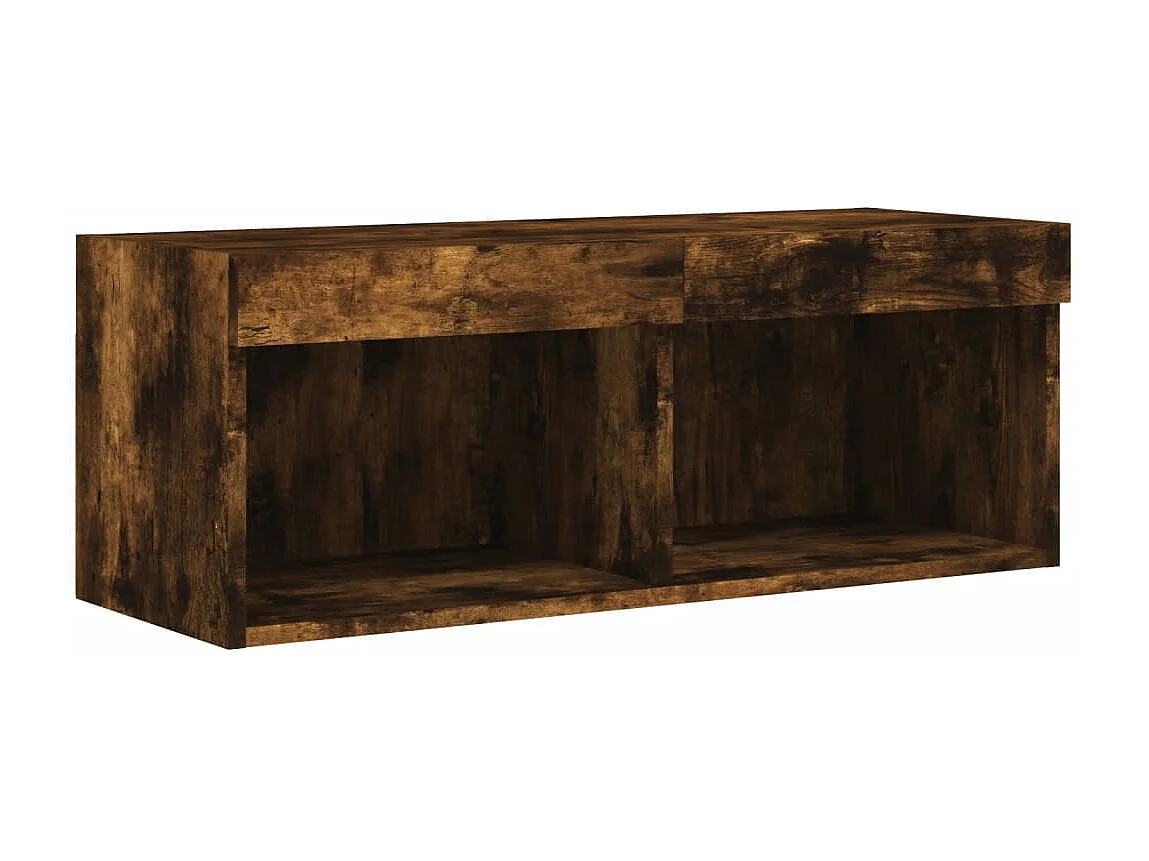 Set Mobili TV a Muro 8 pz con Luci LED Rovere Fumo