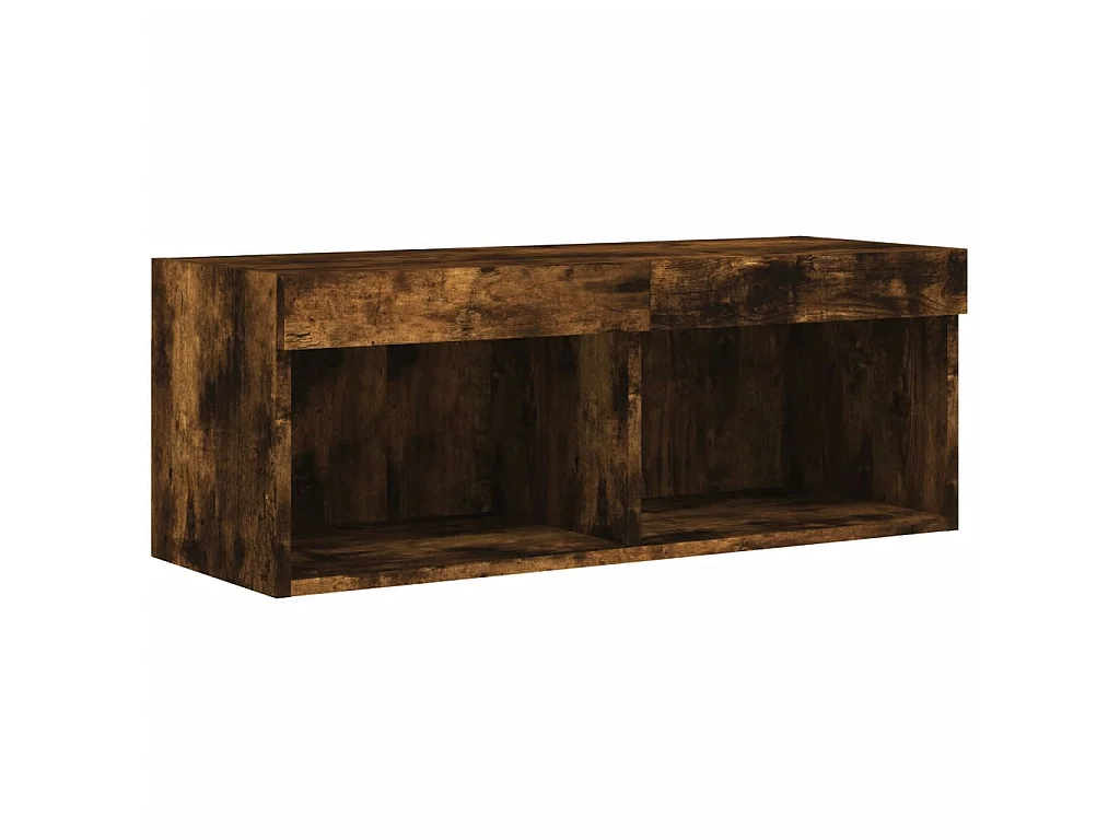 Ensemble de meubles TV muraux 8 pcs et lumières LED chêne fumé