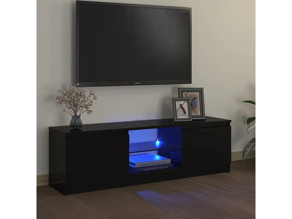 Meuble TV avec lumières LED Noir 120x30x36 cm