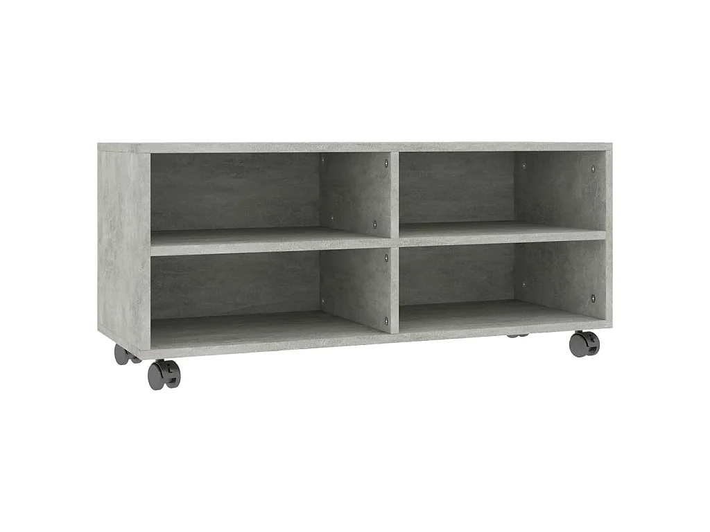 Meuble TV avec roulettes Gris béton 90x35x35 cm Bois ingénierie