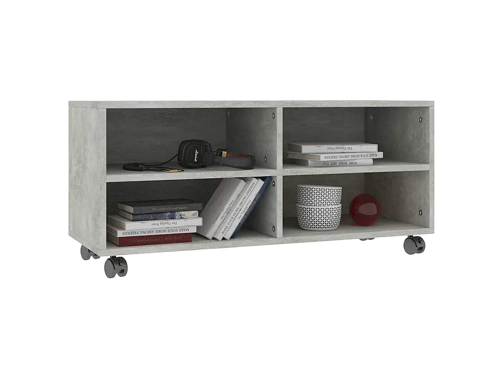 TV-Schrank mit Rollen Betongrau 90x35x35 cm Holzwerkstoff