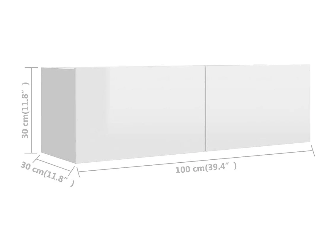 TV-Schrank Hochglanz-Weiß 100x30x30 cm Holzwerkstoff