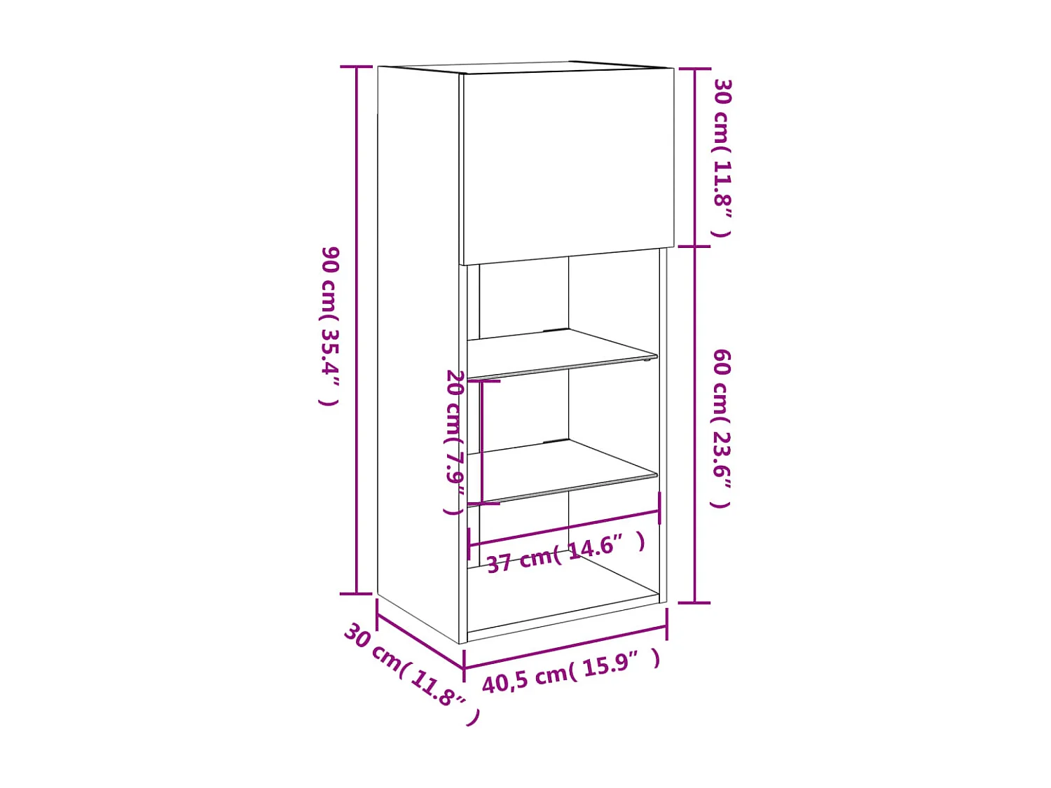 Meubles TV avec lumières LED 2 pcs blanc 40,5x30x90 cm