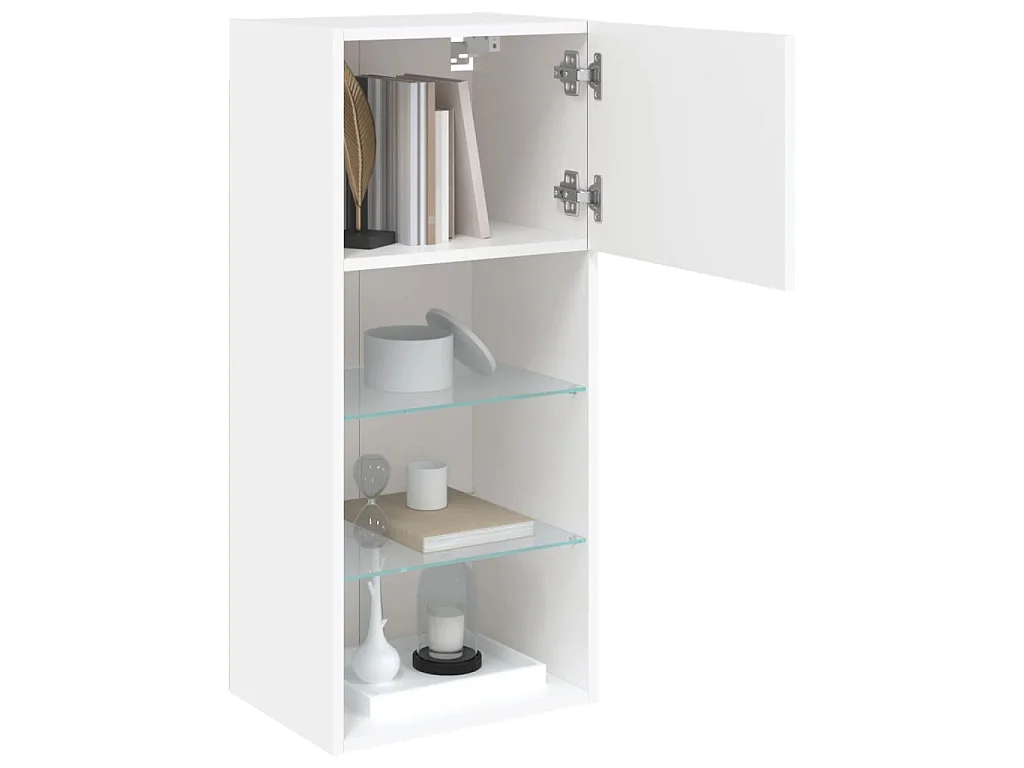 Meubles TV avec lumières LED 2 pcs blanc 40,5x30x90 cm