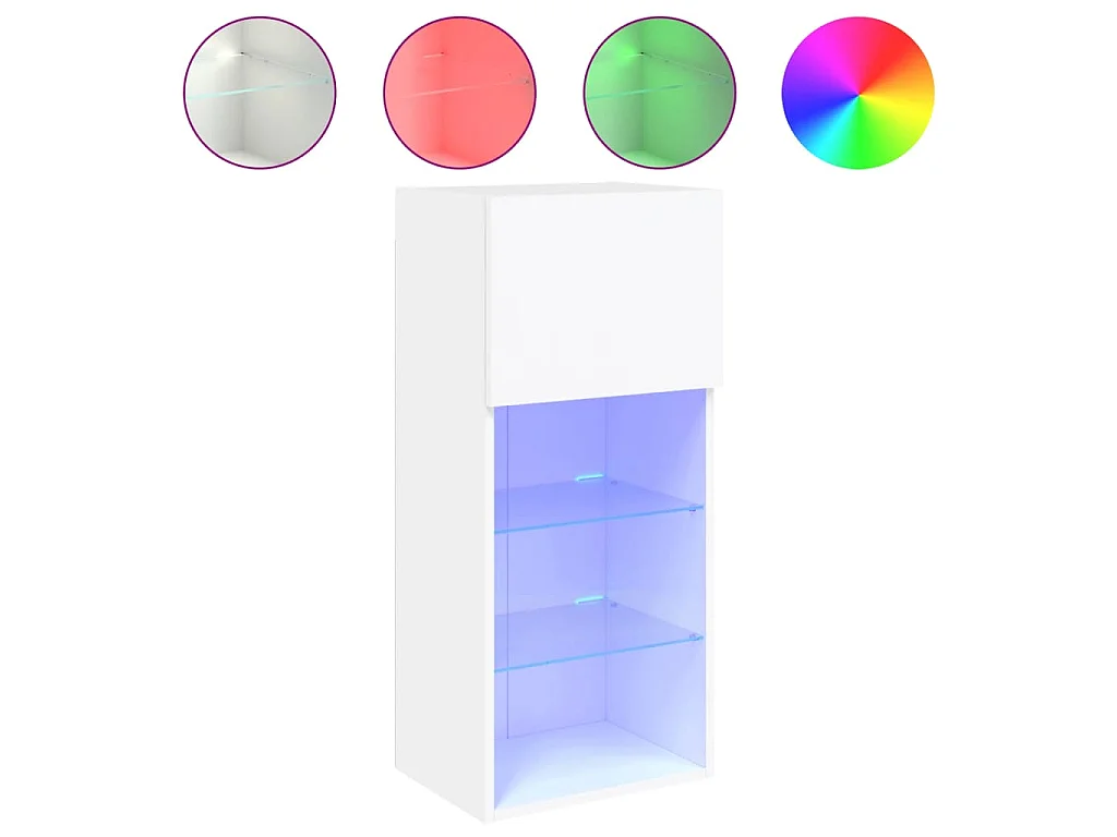 Meubles TV avec lumières LED 2 pcs blanc 40,5x30x90 cm
