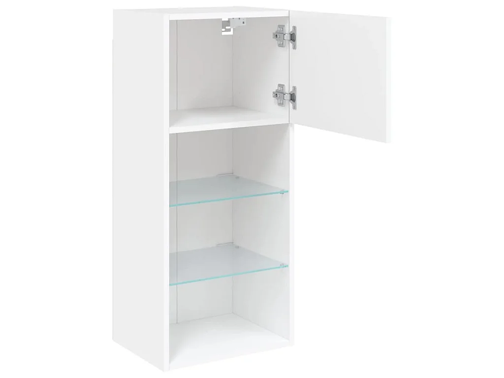 Meubles TV avec lumières LED 2 pcs blanc 40,5x30x90 cm