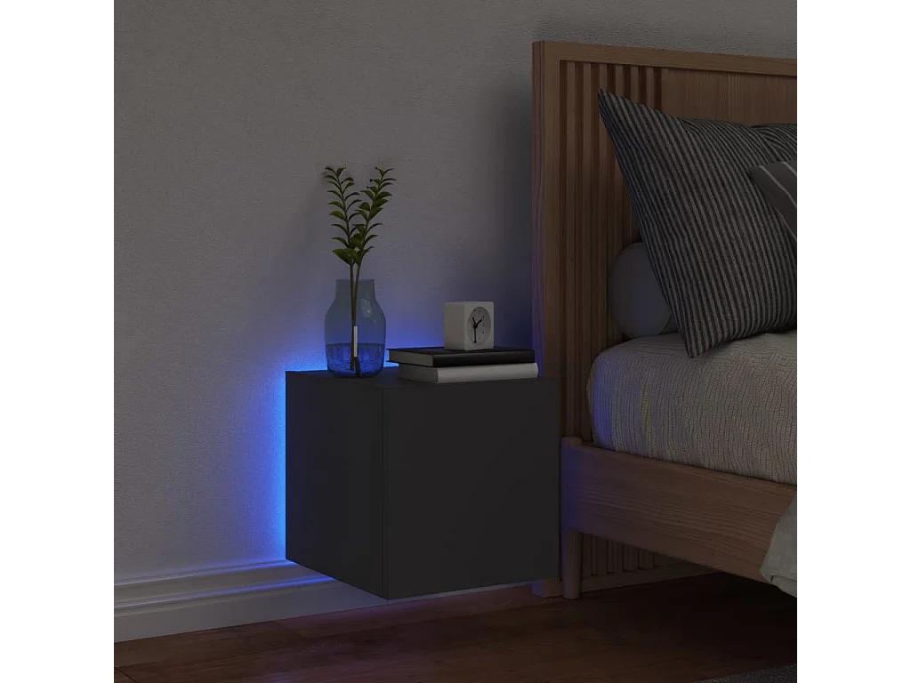 Tv-wandmeubel met LED-verlichting 30,5x35x30 cm zwart