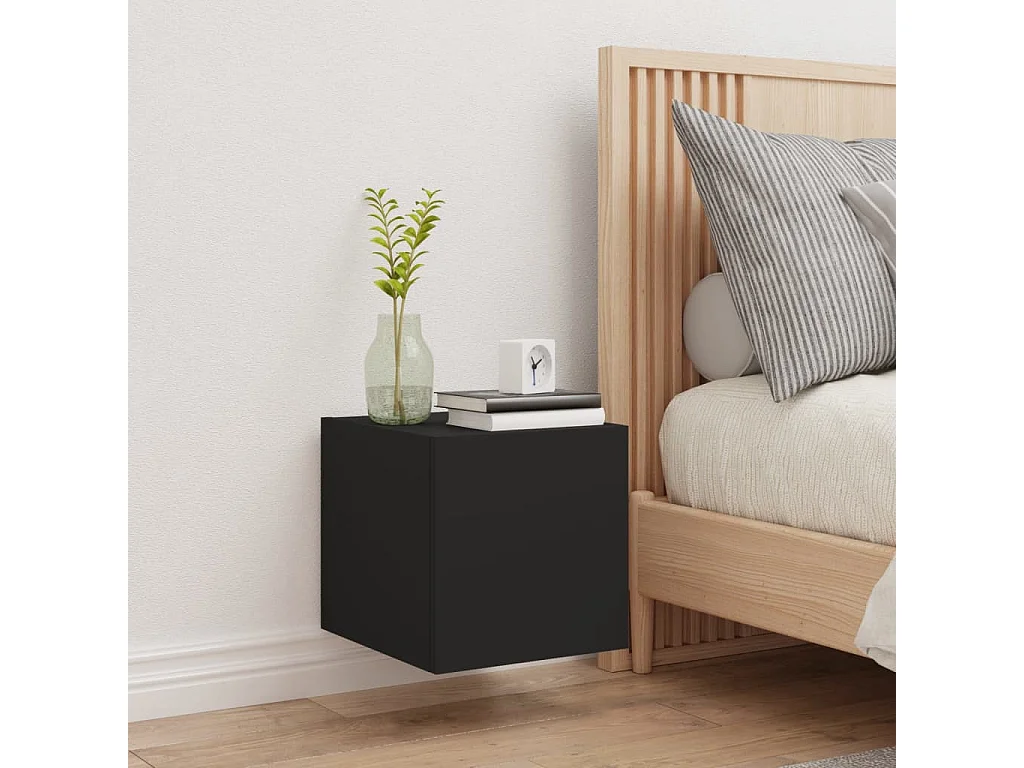 Tv-wandmeubel met LED-verlichting 30,5x35x30 cm zwart