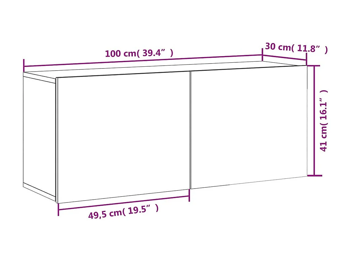 Mueble para TV de pared roble ahumado 100x30x41 cm