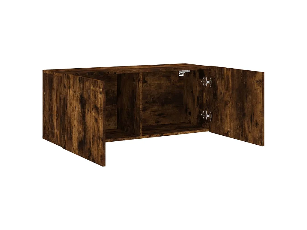 Meuble TV mural chêne fumé 100x30x41 cm