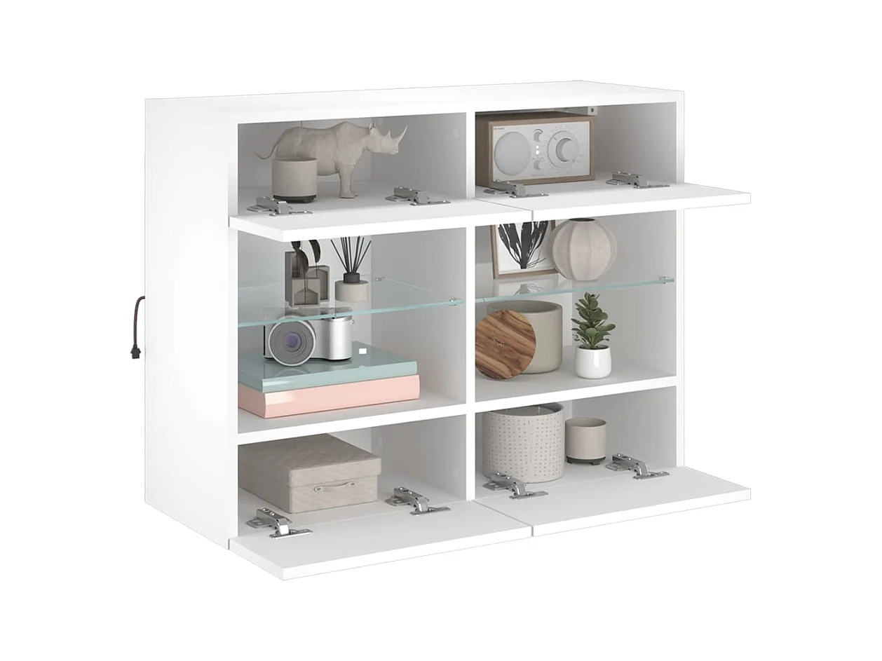 Meuble TV mural avec lumières LED blanc 78,5x30x60,5 cm