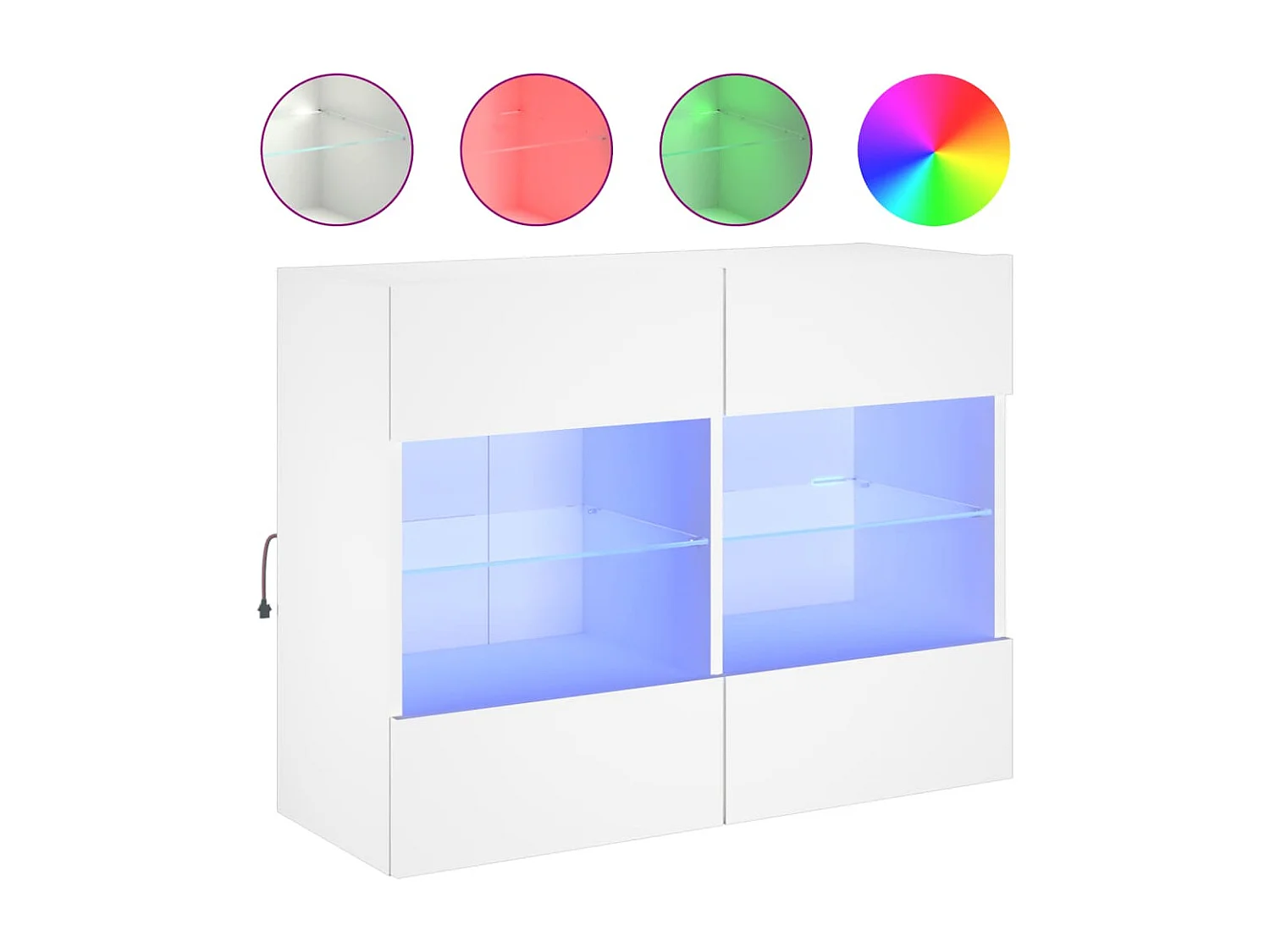 Meuble TV mural avec lumières LED blanc 78,5x30x60,5 cm