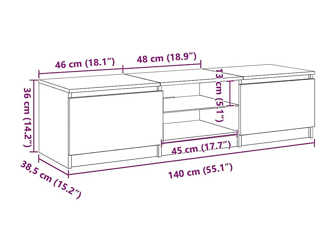 Stolik pod TV z oświetleniem LED, 120x30x36 cm, biały.