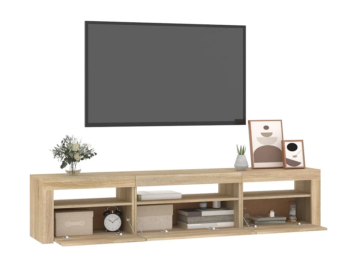 Móvel de TV com luzes LED 195x35x40 cm carvalho sonoma