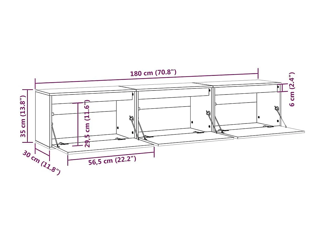 Tv-meubelen 3 st massief grenenhout wit