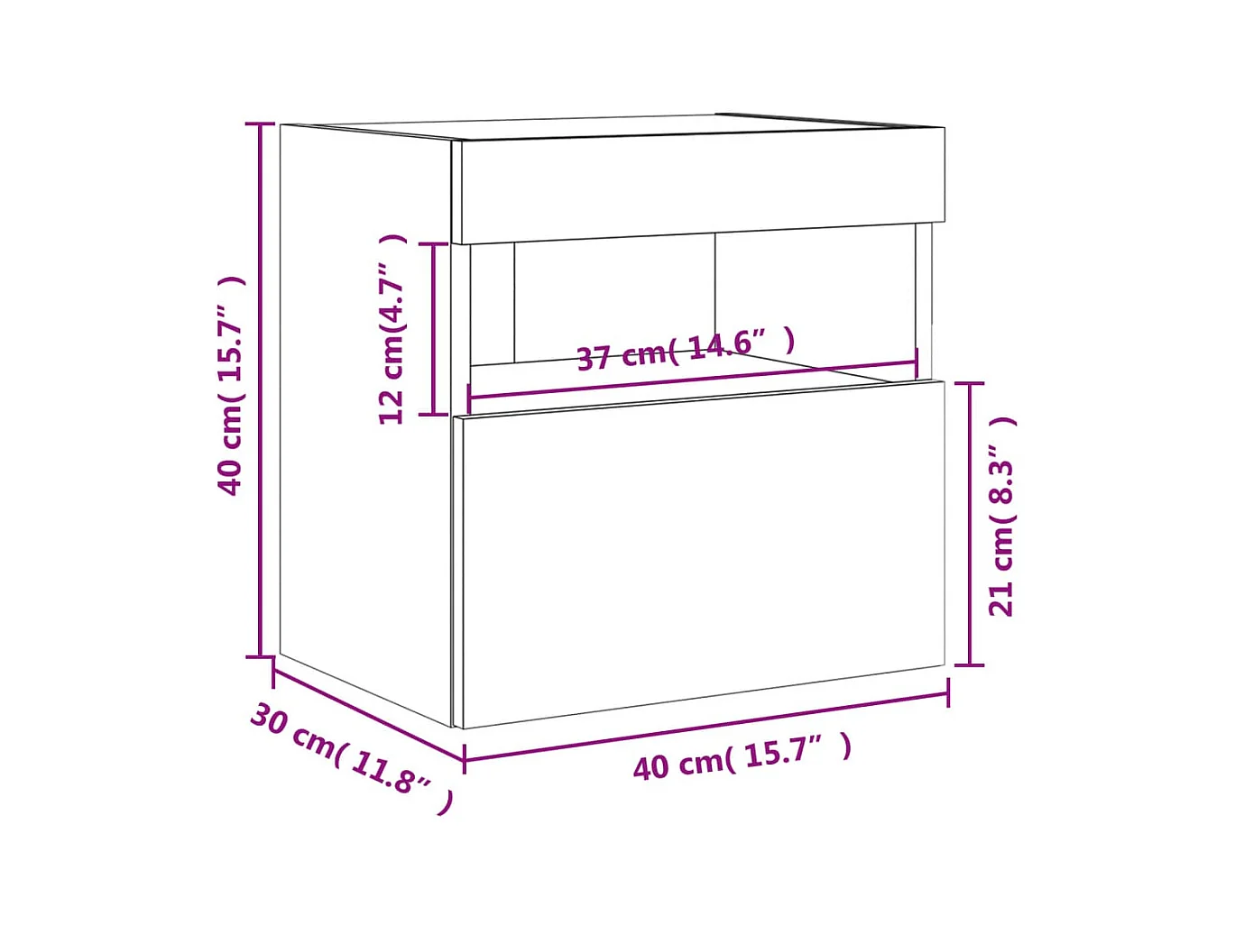 TV-Wandschrank mit LED-Leuchten Grau Sonoma 40x30x40 cm