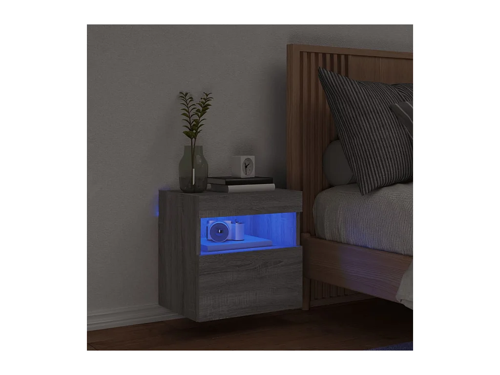 TV-Wandschrank mit LED-Leuchten Grau Sonoma 40x30x40 cm