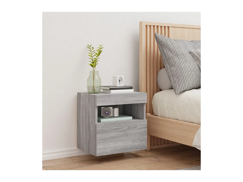 TV-Wandschrank mit LED-Leuchten Grau Sonoma 40x30x40 cm