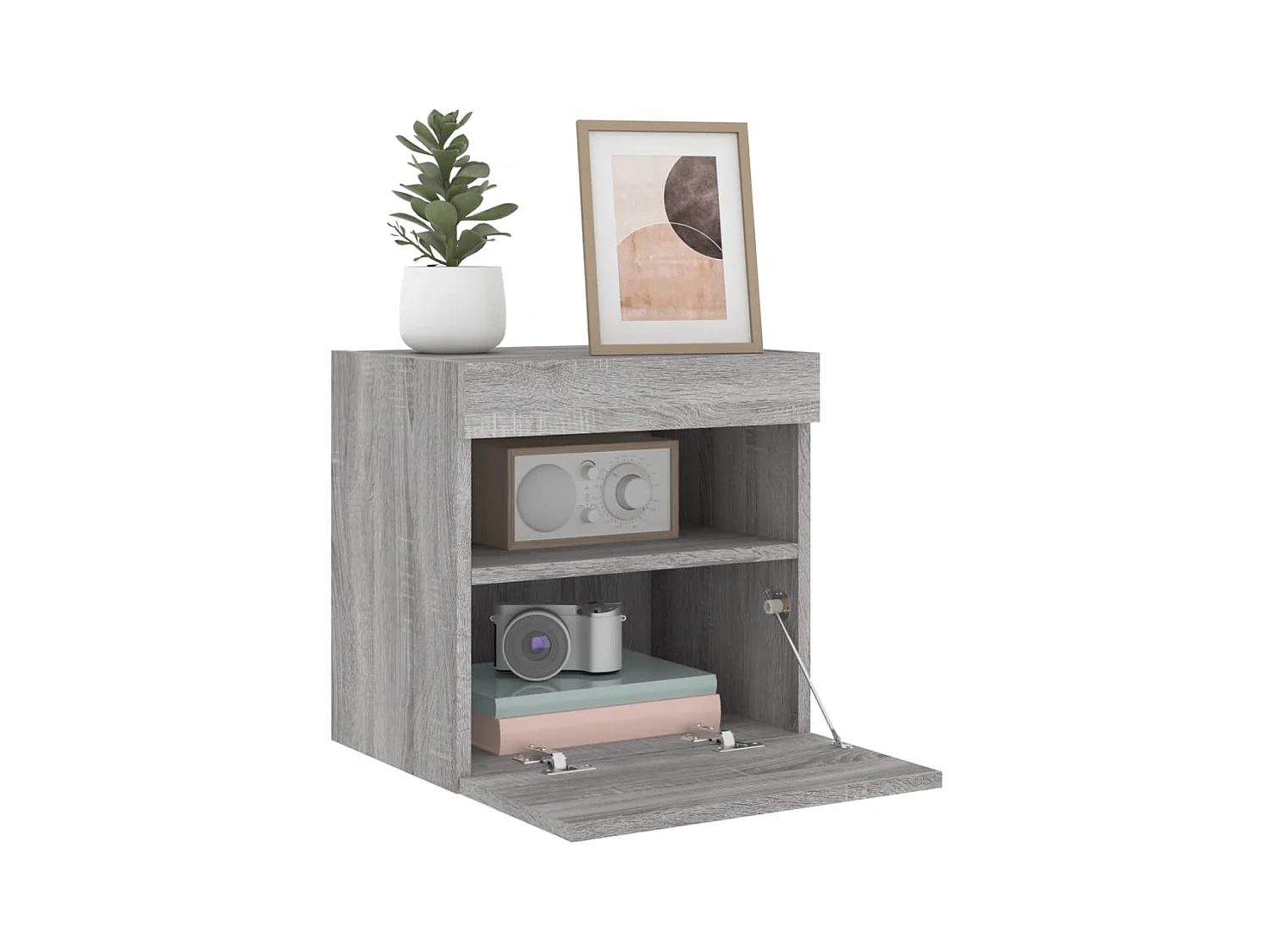 TV-Wandschrank mit LED-Leuchten Grau Sonoma 40x30x40 cm