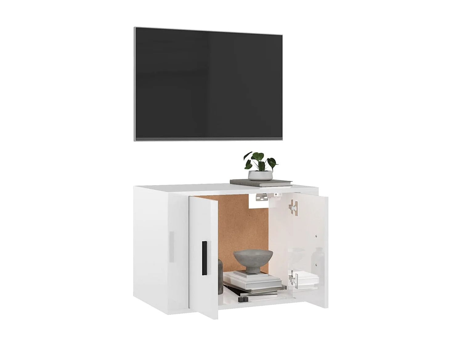 Mueble para TV de pared blanco brillante 57x34,5x40 cm