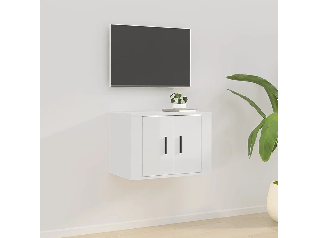 Meuble TV mural Blanc brillant 57x34,5x40 cm