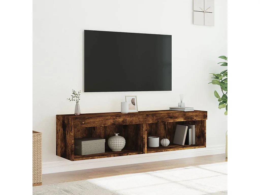 Meubles TV avec lumières LED 2 pcs chêne fumé 60x30x30 cm