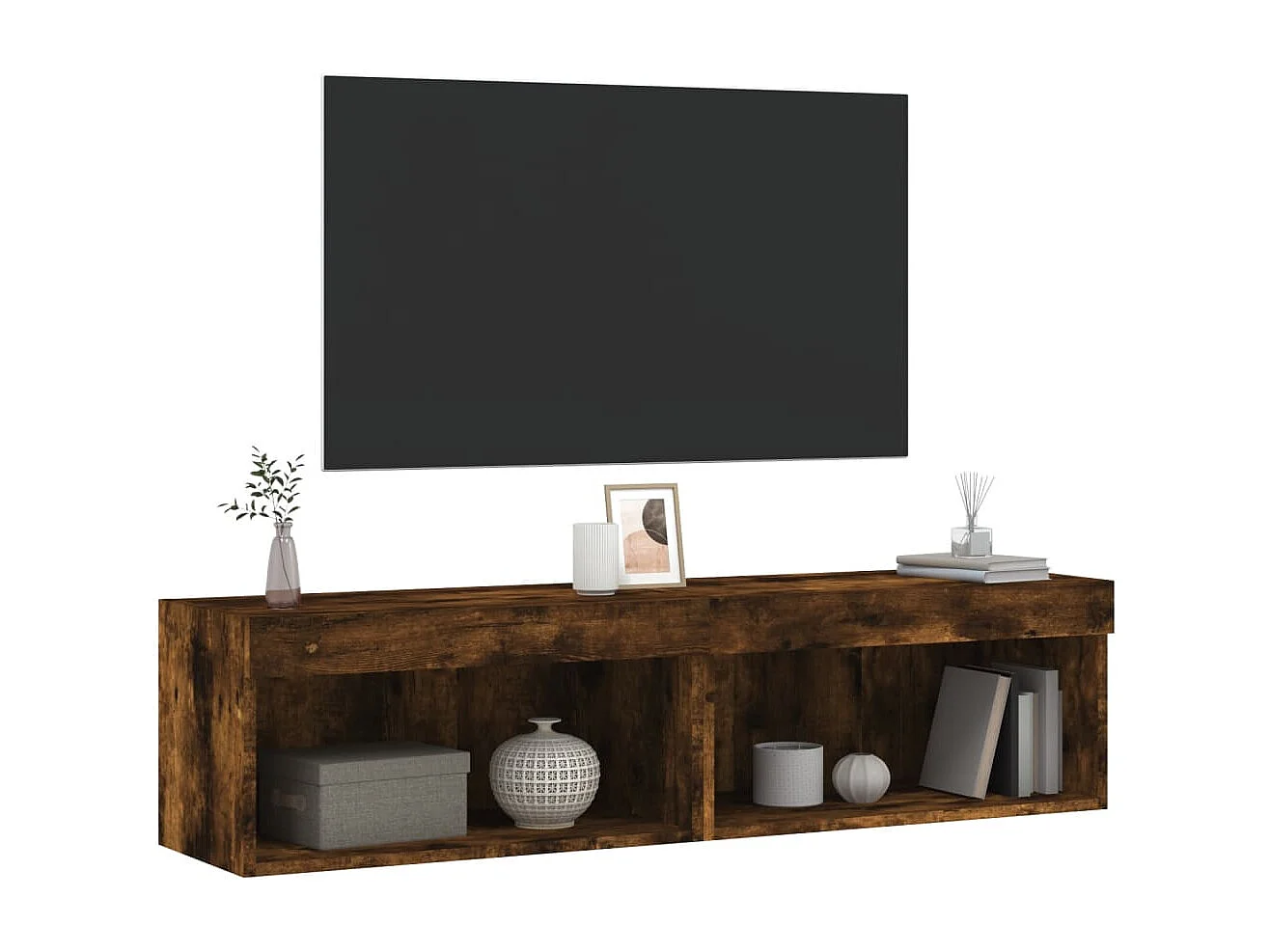 Meubles TV avec lumières LED 2 pcs chêne fumé 60x30x30 cm