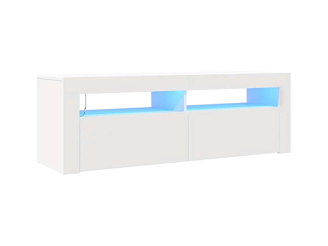 Meuble TV avec lumières LED blanc 120x35x40 cm