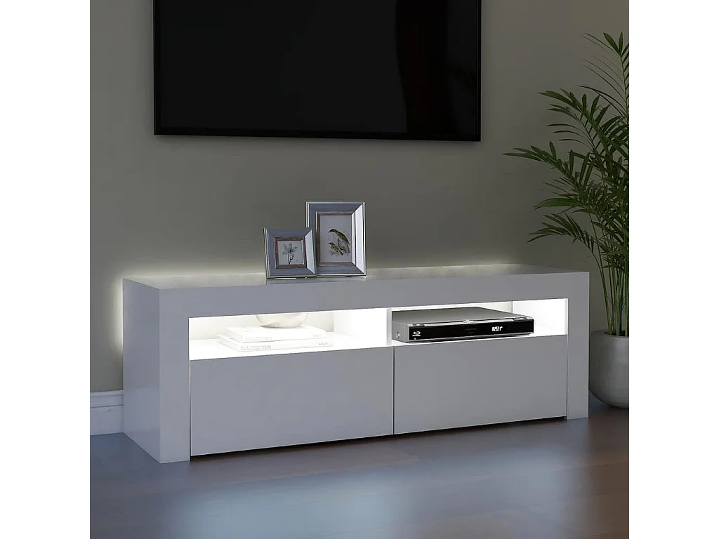 TV-Schrank mit LED-Leuchten Weiß 120x35x40 cm