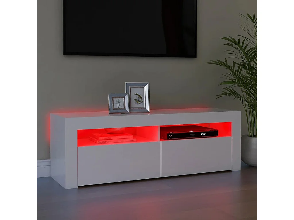 TV-Schrank mit LED-Leuchten Weiß 120x35x40 cm