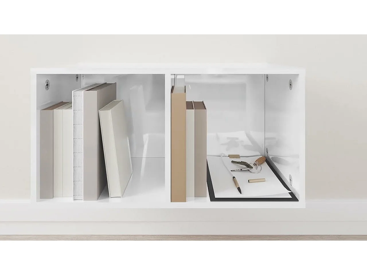 Meuble TV mural Blanc brillant 37x37x72 cm Bois d’ingénierie