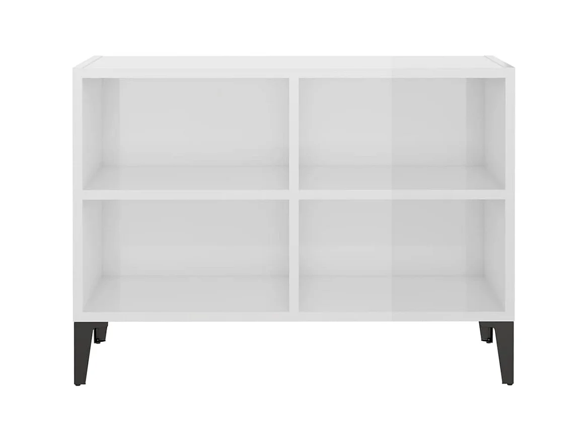 Tv-meubel met metalen poten 69,5x30x50 cm hoogglans wit